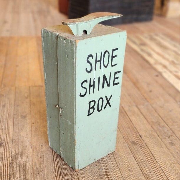 Old wooden shoe shine hot sale box